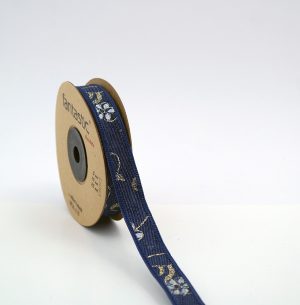 Denim Print Ribbon - 15MM Width, 10 Meters Roll - Top Quality, 100% Cotton