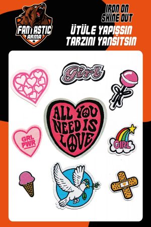 Iron on Patches 9Pcs Random Assorted Pink Heart Decorative Iron on/Sew on Patches
