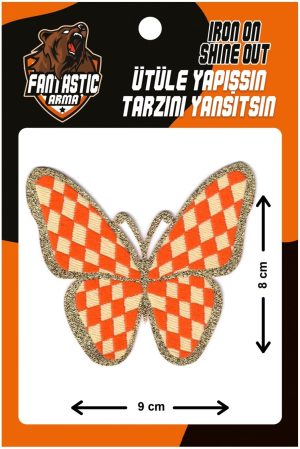 Iron on Patch Orange Butterfly Applique for Clothes, Dress, Hat, Jeans