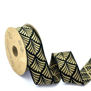 black and gold jacquard ribbon