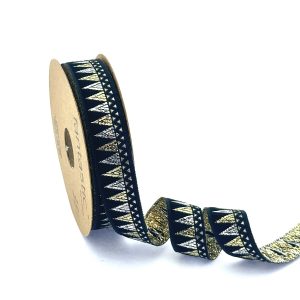 black geometric jacquard ribbon
