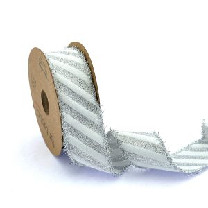 glitter grey and white jacquard ribbon