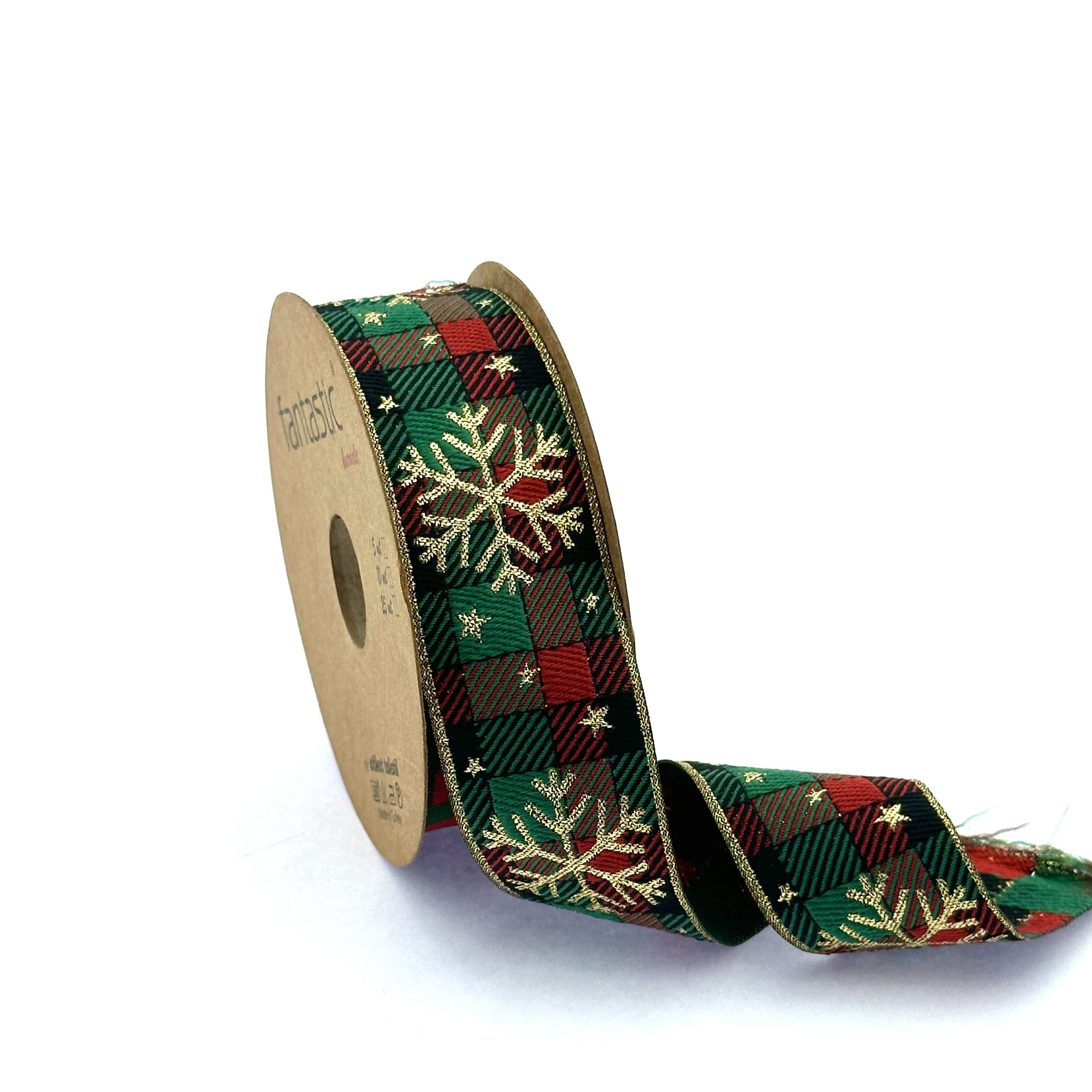 green and red jacquard ribbon for christmas tree and wreath decoration