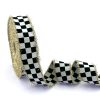 CHECKERED/PLAID GOLD GLITTER FRINGED RIBBON