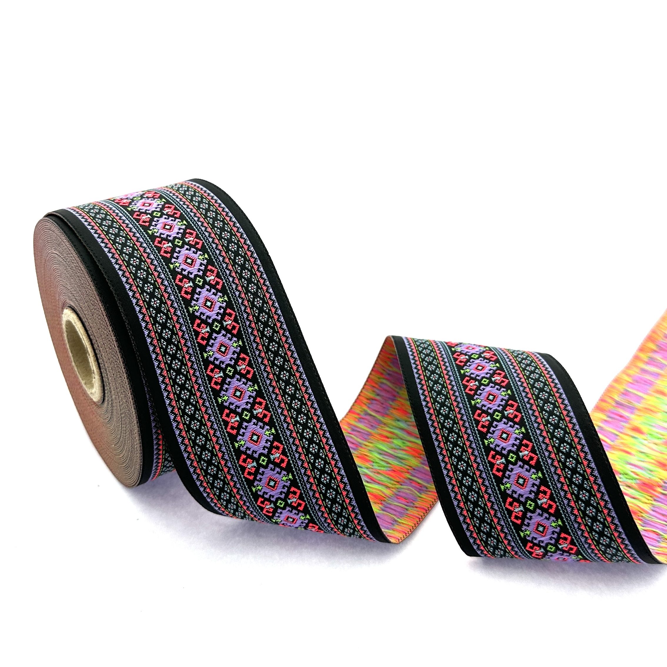 African Motif Jacquard Ribbon for DIY Clothing Accessories, Sewing Trim for Home Decor, 50 mm Decorative Sewing Trim, Boho Ribbon