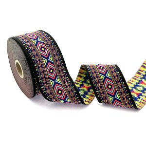 Colorful African Motif Jacquard Ribbon for DIY Clothing Accessories, Sewing Trim for Home Decor, 50 mm Decorative Sewing Trim, Boho Ribbon