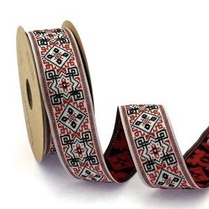 vintage red jacquqard ribbon