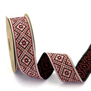 red geometric ribbon
