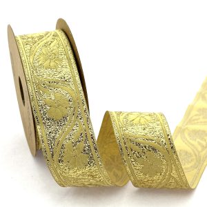 Gold Jacquard Ribbon for DIY Clothing Accessories, Sewing Trim for Home Decor, 35 mm Decorative Sewing Trim