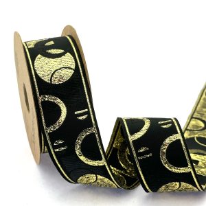 black and gold jacquard ribbon