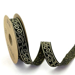 black and yellow jacquard ribbon