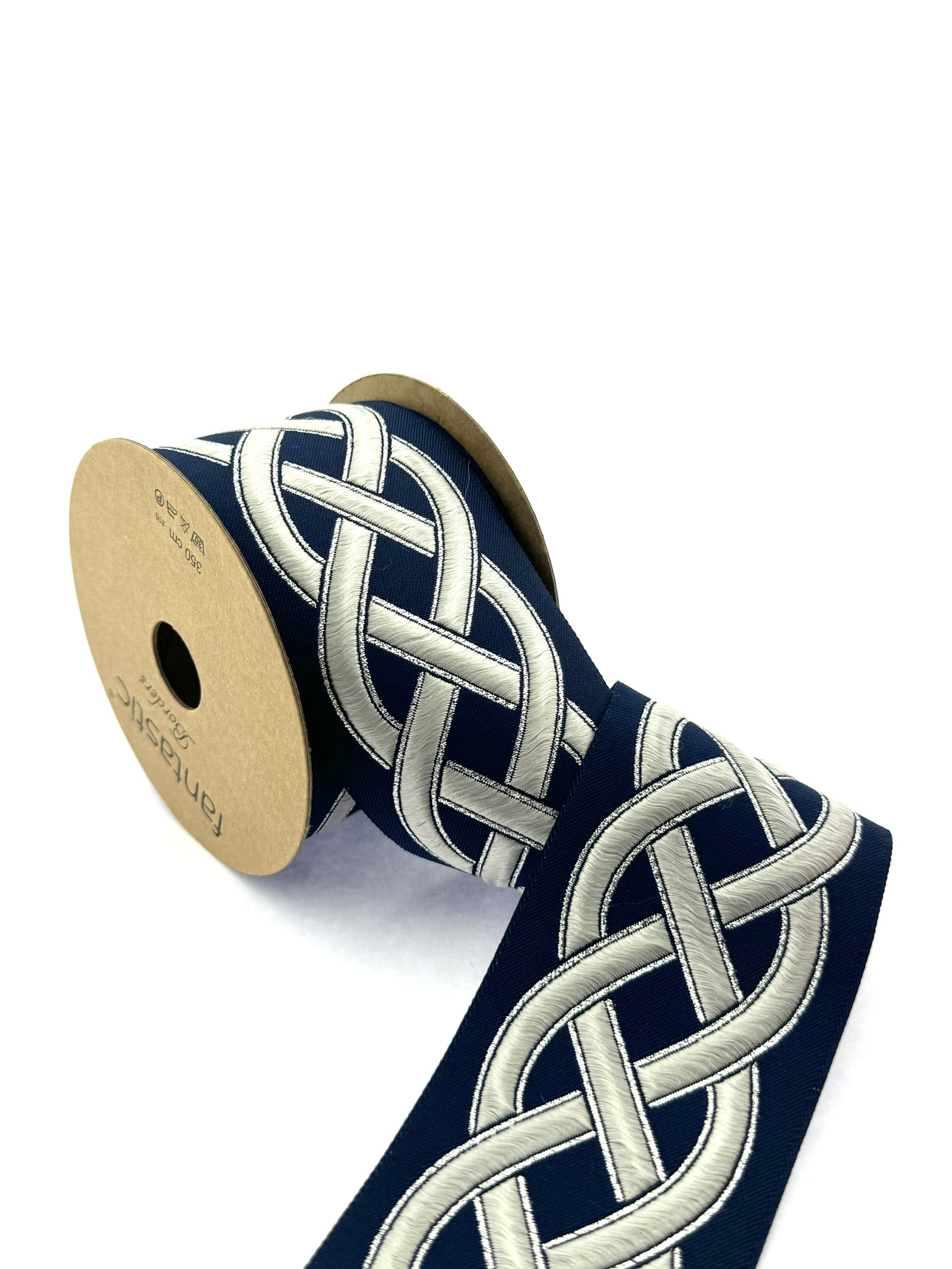 Celtic Knot Drapery Trim, Embroidery Trim, 2.75 inch Woven Trim for Curtains, Cushions and Home Furnishing Textile, Jacquard Border 70177