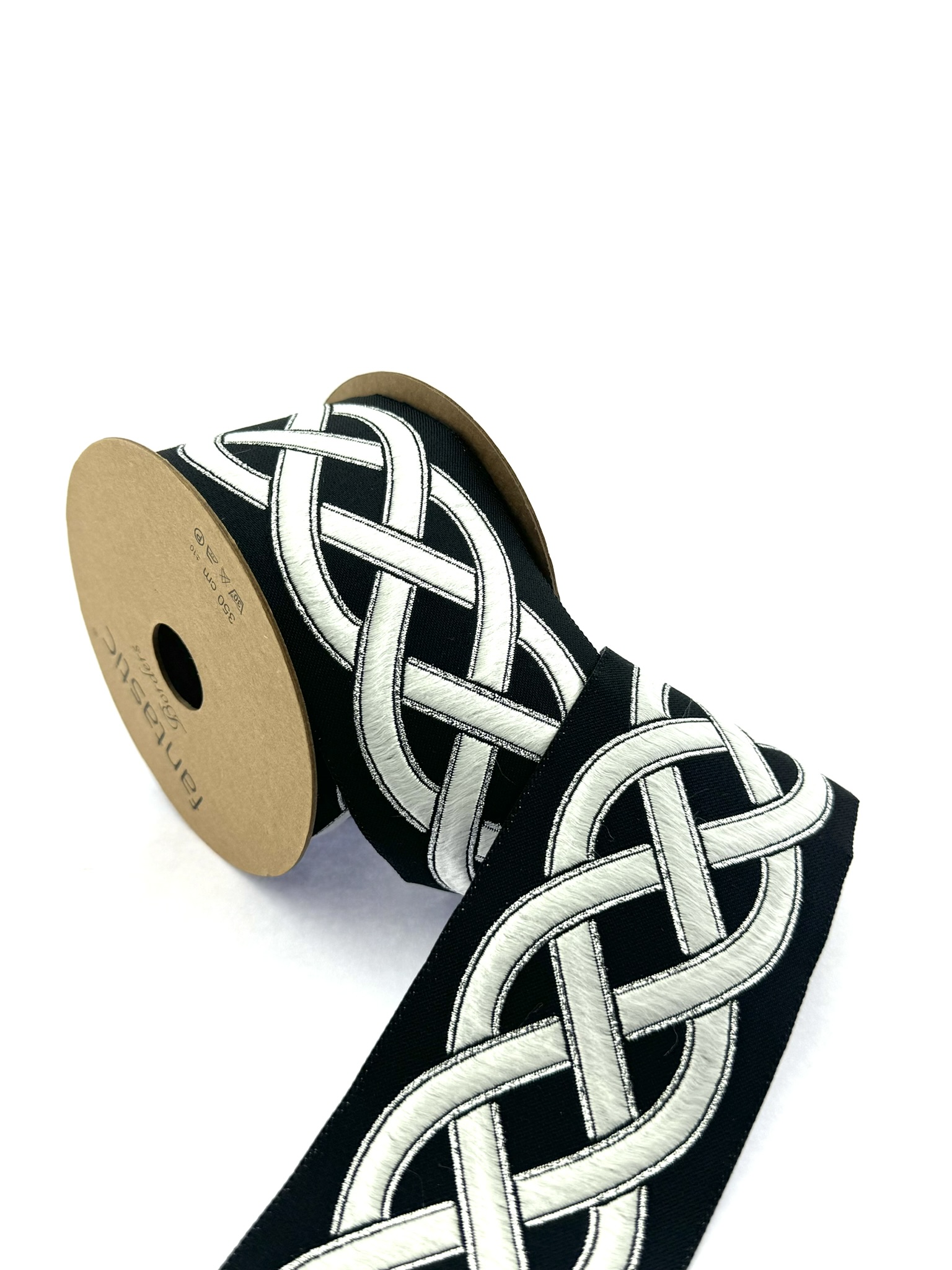 Celtic Knot Drapery Trim, Embroidery Trim, 2.75 inch Woven Trim for Curtains, Cushions and Home Furnishing Textile, Jacquard Border 70177