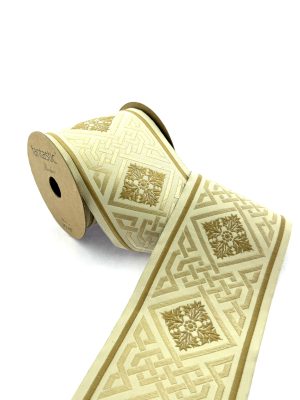 Luxurious Embroidery Trim, 2.75-inch Woven Trim for Curtains Cushions, Drapery Trim Tape, Jacquard Border Trim 70198