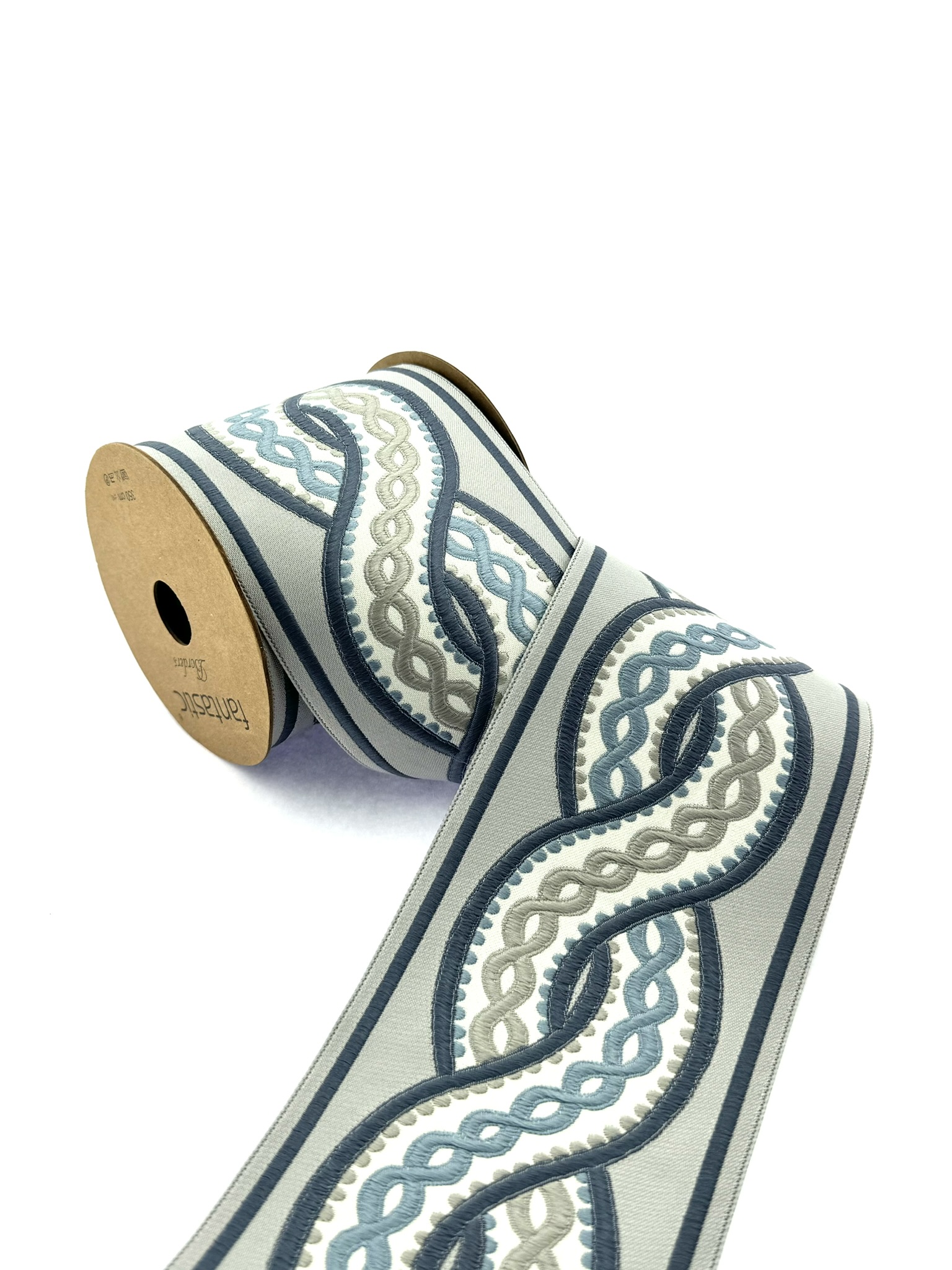 Spiral Embroidery Trim, 3.93 inch Woven Trim for Cushions and Home Decor, Drapery Trim Tape, Jacquard Border 100138