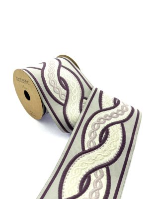 Spiral Embroidery Trim, 3.93 inch Woven Trim for Cushions and Home Decor, Drapery Trim Tape, Jacquard Border 100138