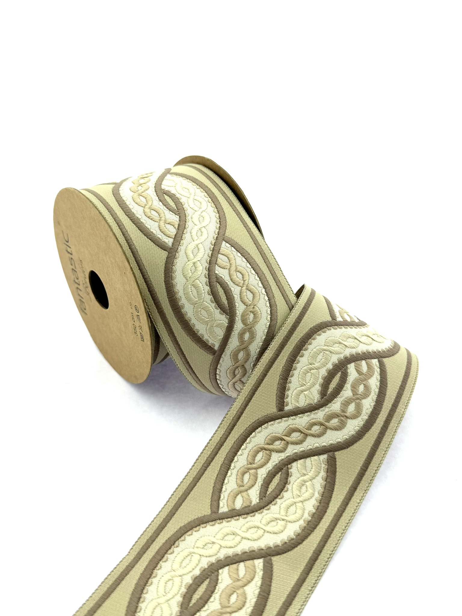 Spiral Embroidery Trim, 2.75 inch Woven Trim for Cushions and Home Decor, Drapery Trim Tape, Jacquard Border 70138