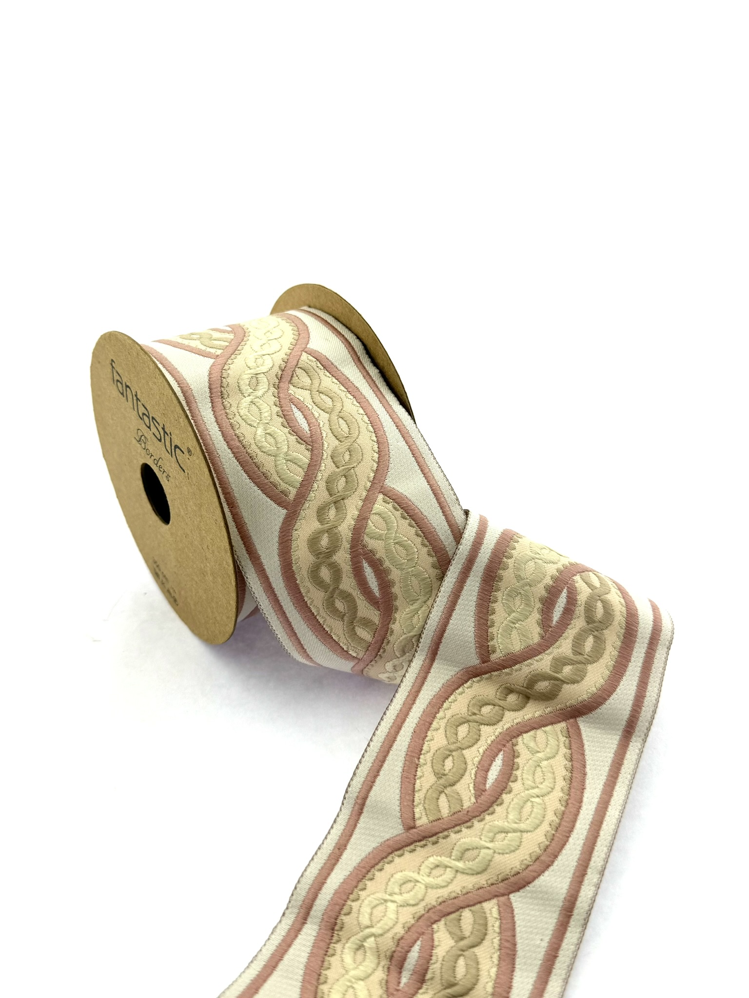 Spiral Embroidery Trim, 2.75 inch Woven Trim for Cushions and Home Decor, Drapery Trim Tape, Jacquard Border 70138