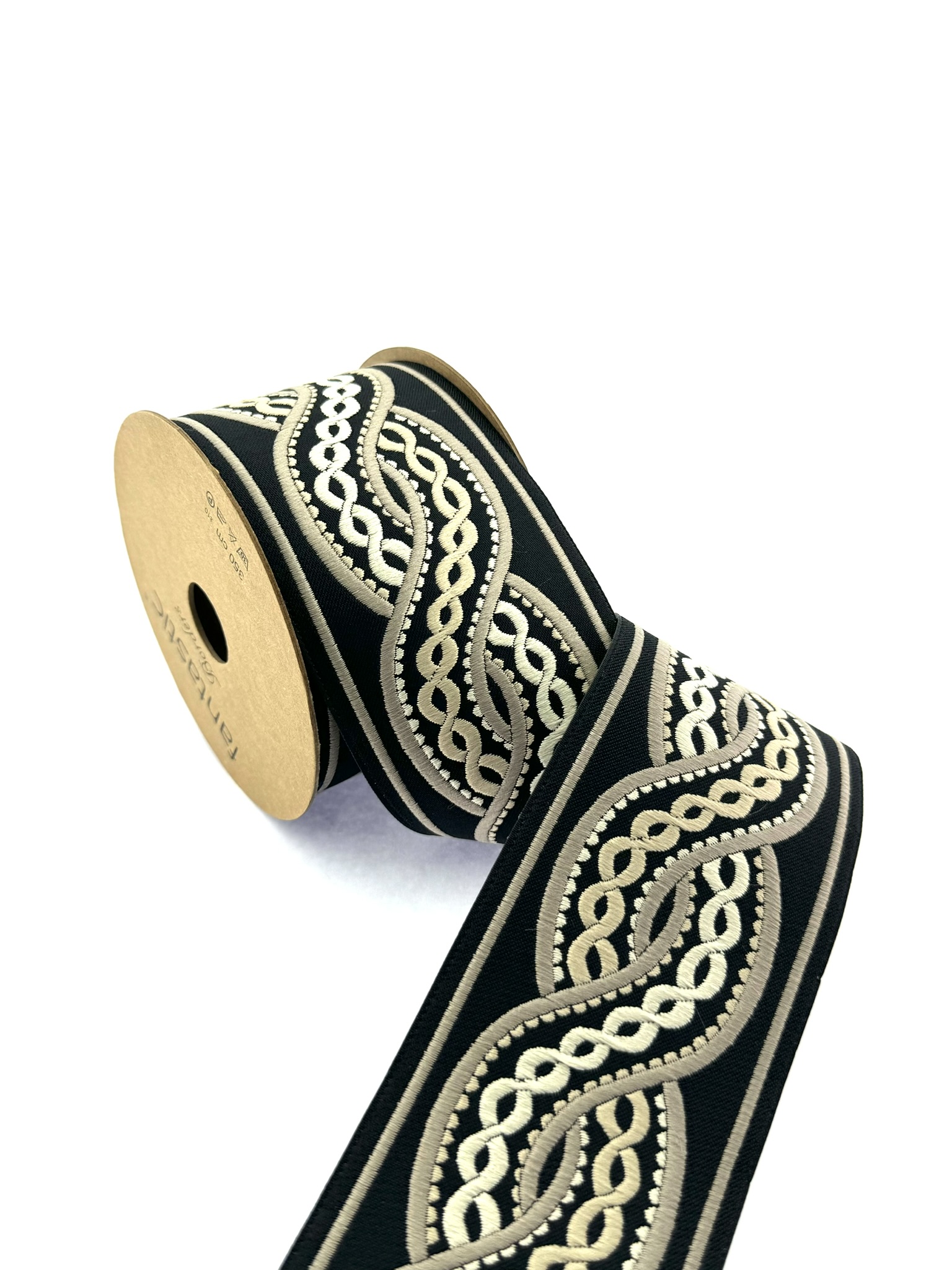 Spiral Embroidery Trim, 2.75 inch Woven Trim for Cushions and Home Decor, Drapery Trim Tape, Jacquard Border 70138