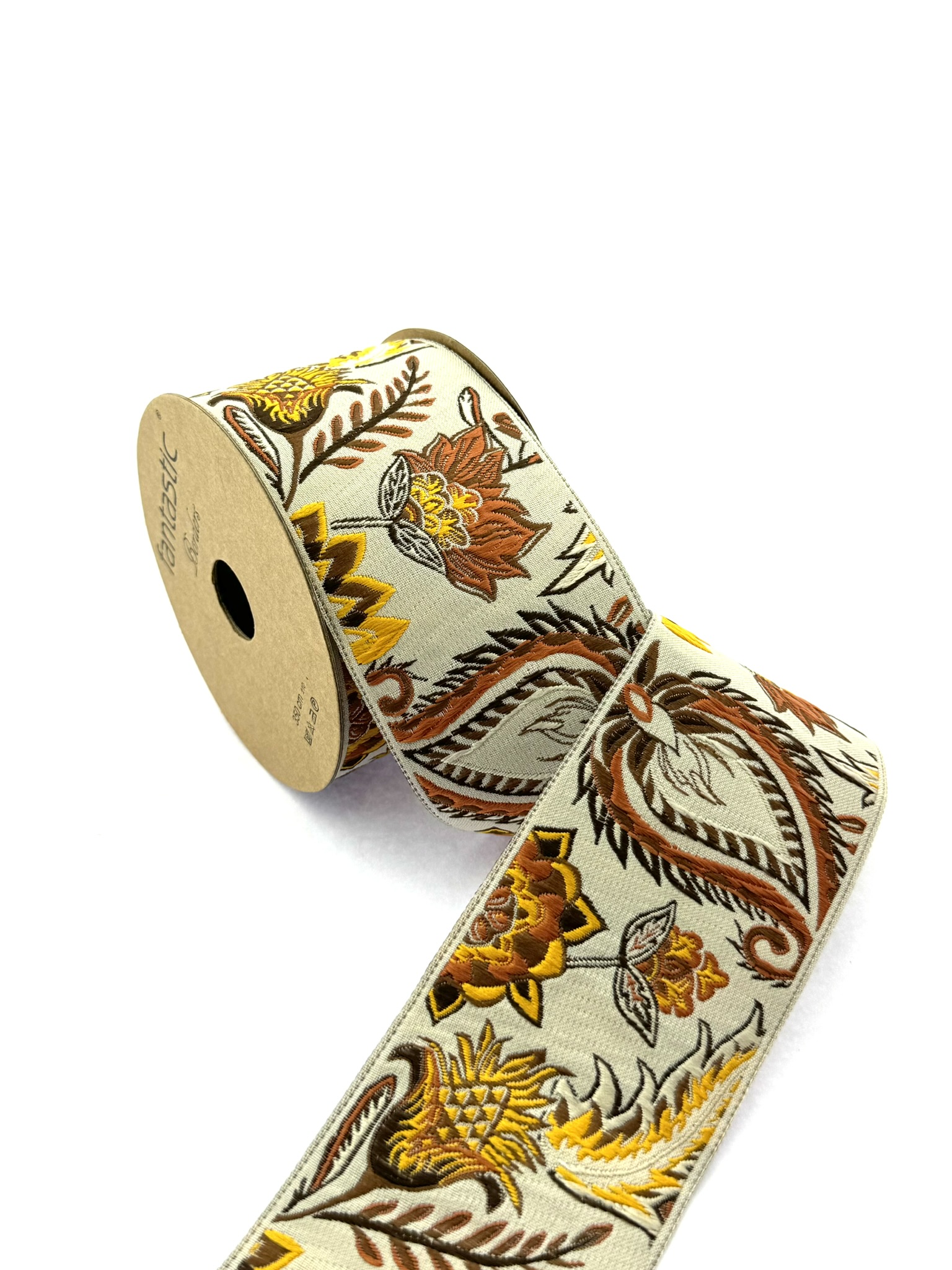 Floral Drapery Banding Tape, Embroidery Trim, 2.75 inch Woven Trim for Curtains and Cushions, Drapery Trim Tape, Jacquard Border Trim, 70216